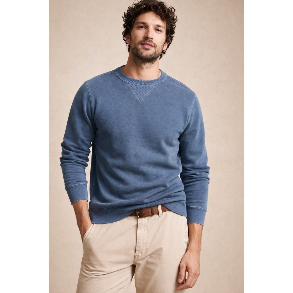 Banana Republic French Terry Sweatshirt Size XL Indigo Teal Relaxed Minimal NWT